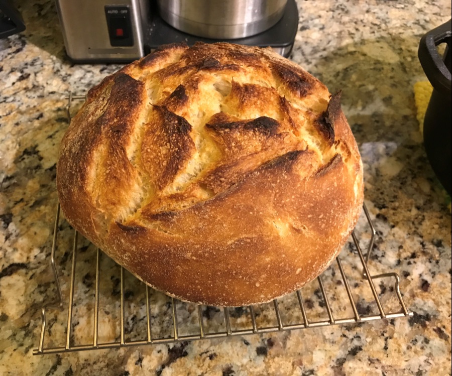 A handcrafted Carlin's Garden sourdough loaf